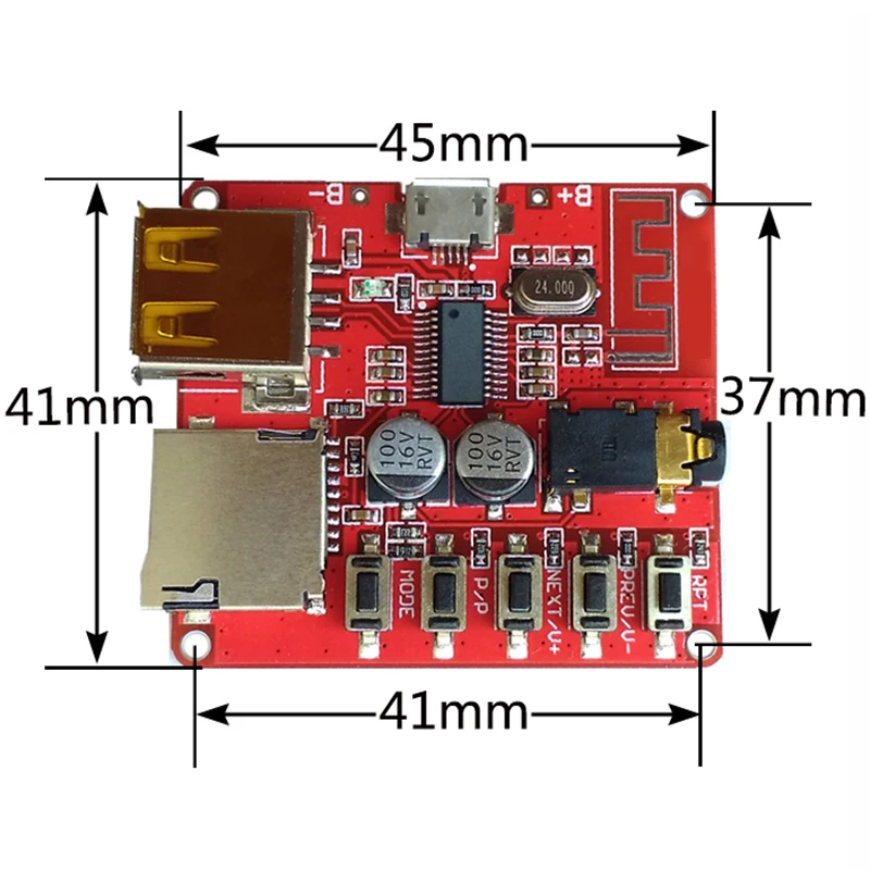 Interfaccia senza fili della scheda di TF del Micro USB del circuito del modulo di decodifica di Bluetooth MP3 del modulo di decodifica senza