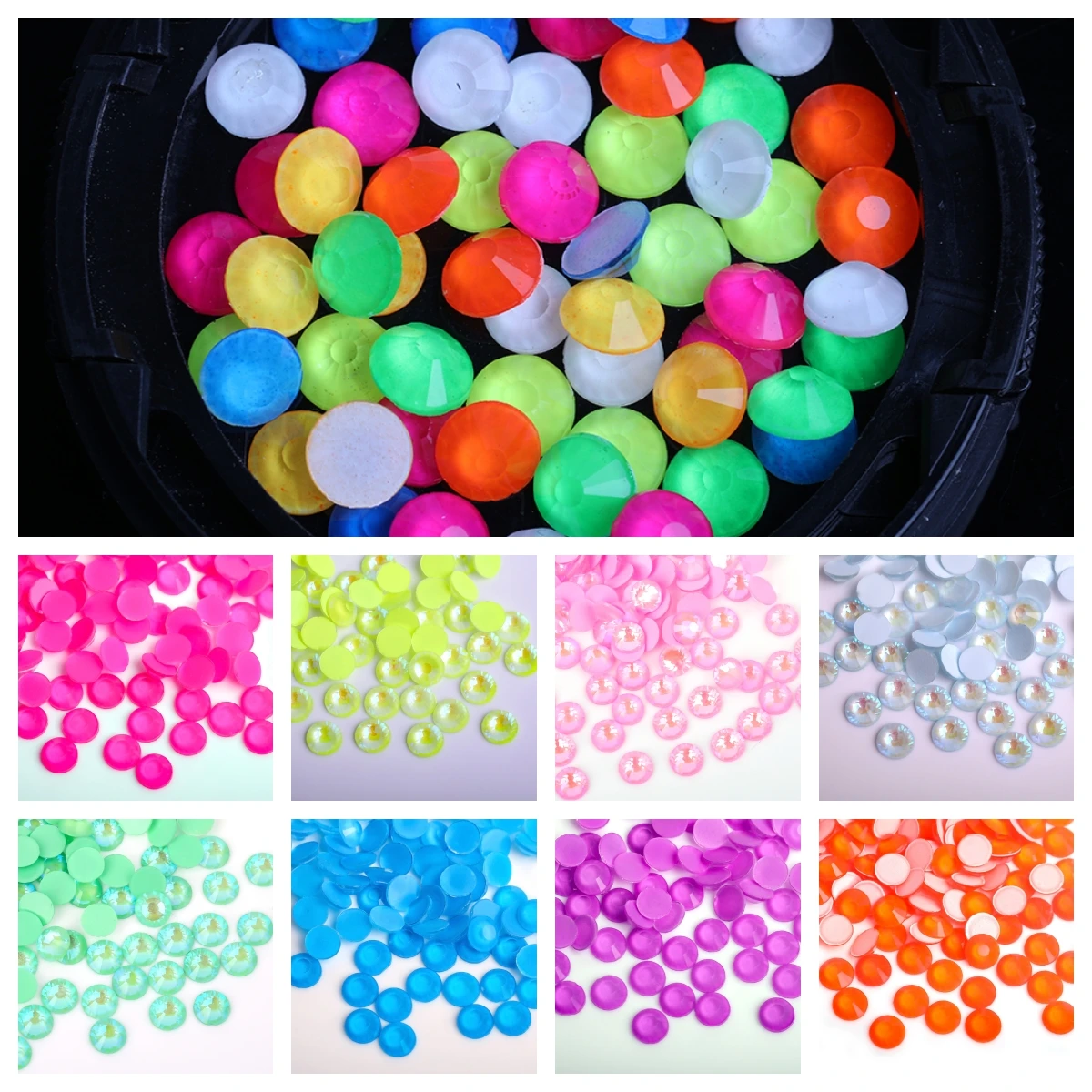 Alle Größen Fluoreszenz glas Nail Art nicht Hotfix Strass SS4-30 Strass Nail Art Dekorationen Strass leuchtenden Kristall ab