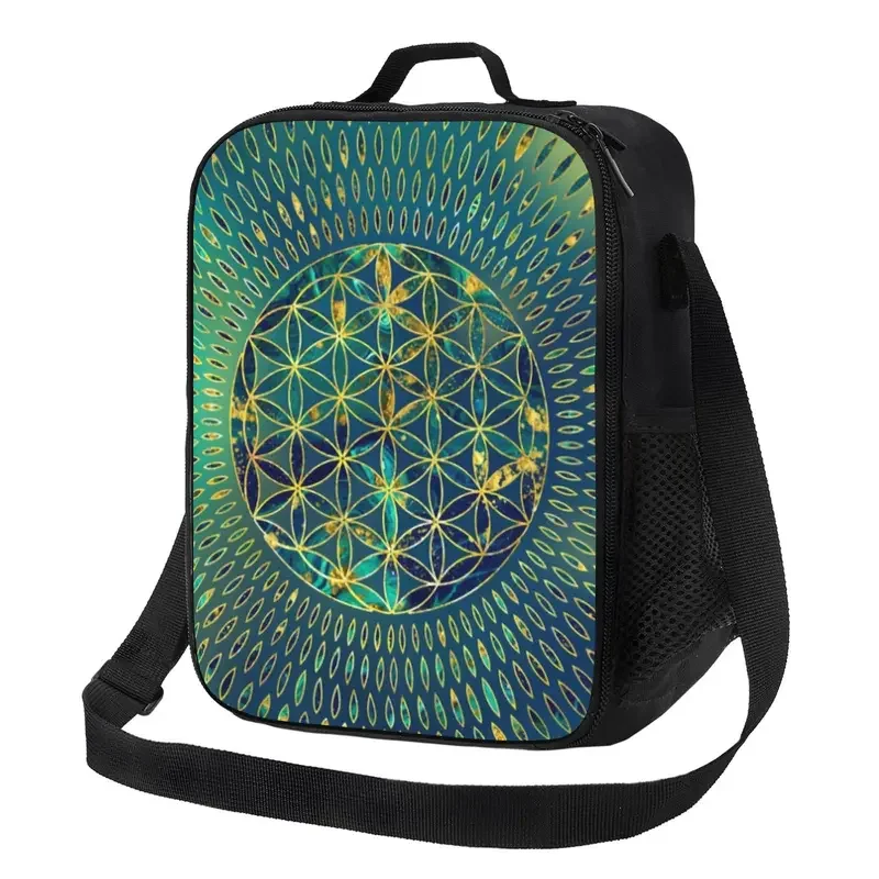 

Flower Of Life Marble And Gold Thermal Insulated Lunch Bag Mandala Portable Lunch Container for Work Storage Bento Food Box