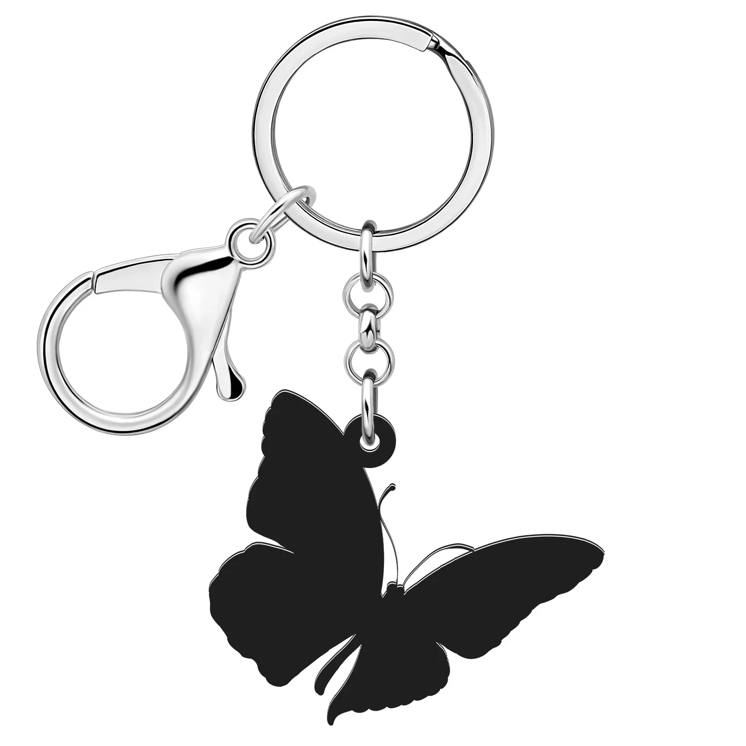 BONSNY Acrylic Orange Monarch Butterfly Key Ring Handbag Car Keychains Trendy Jewelry For Women Girls Keychains Gifts image 5
