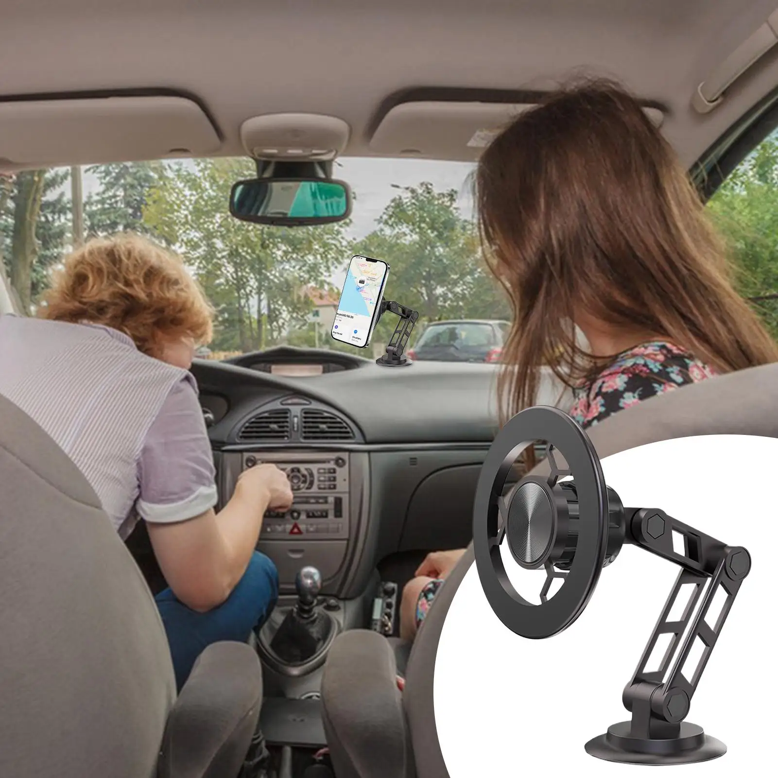 حامل هاتف مغناطيسي 360 دوران سبائك الألومنيوم حامل هاتف مغناطيسي للسيارة لشاحنة SUV سيدان لوحة القيادة الزجاج الأمامي رحلة الطريق
