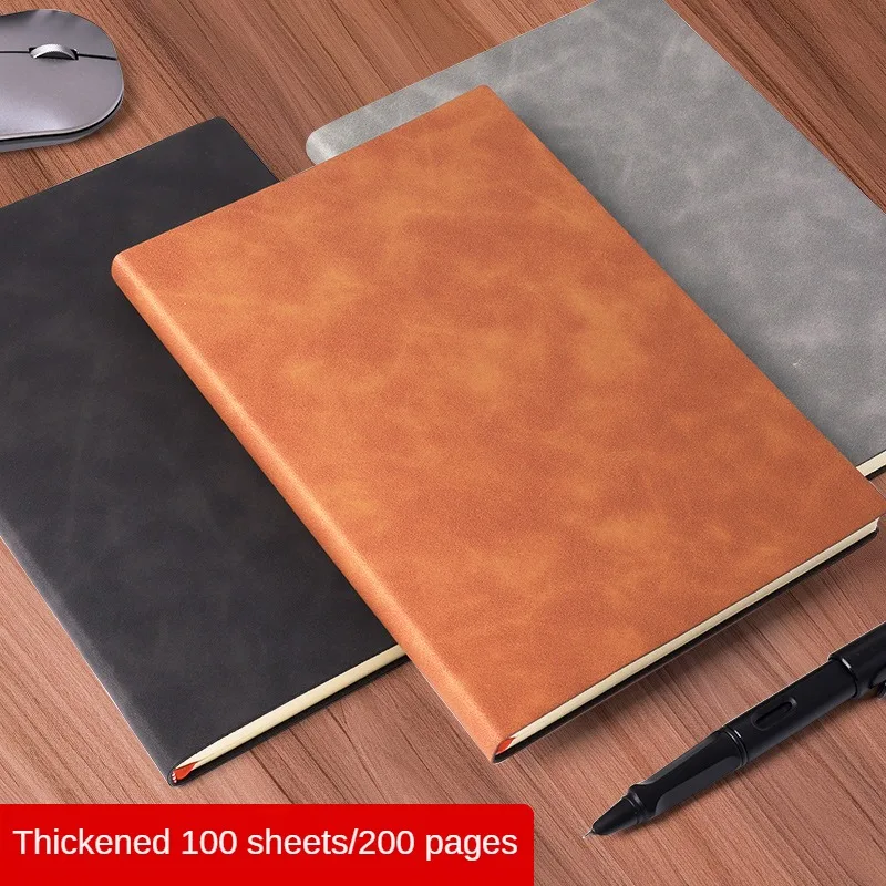 Thickened A5 Leather Book Skin Feeling Fashion Notepad in Stock Diary Learning Notebook Wholesale Business Office stationery