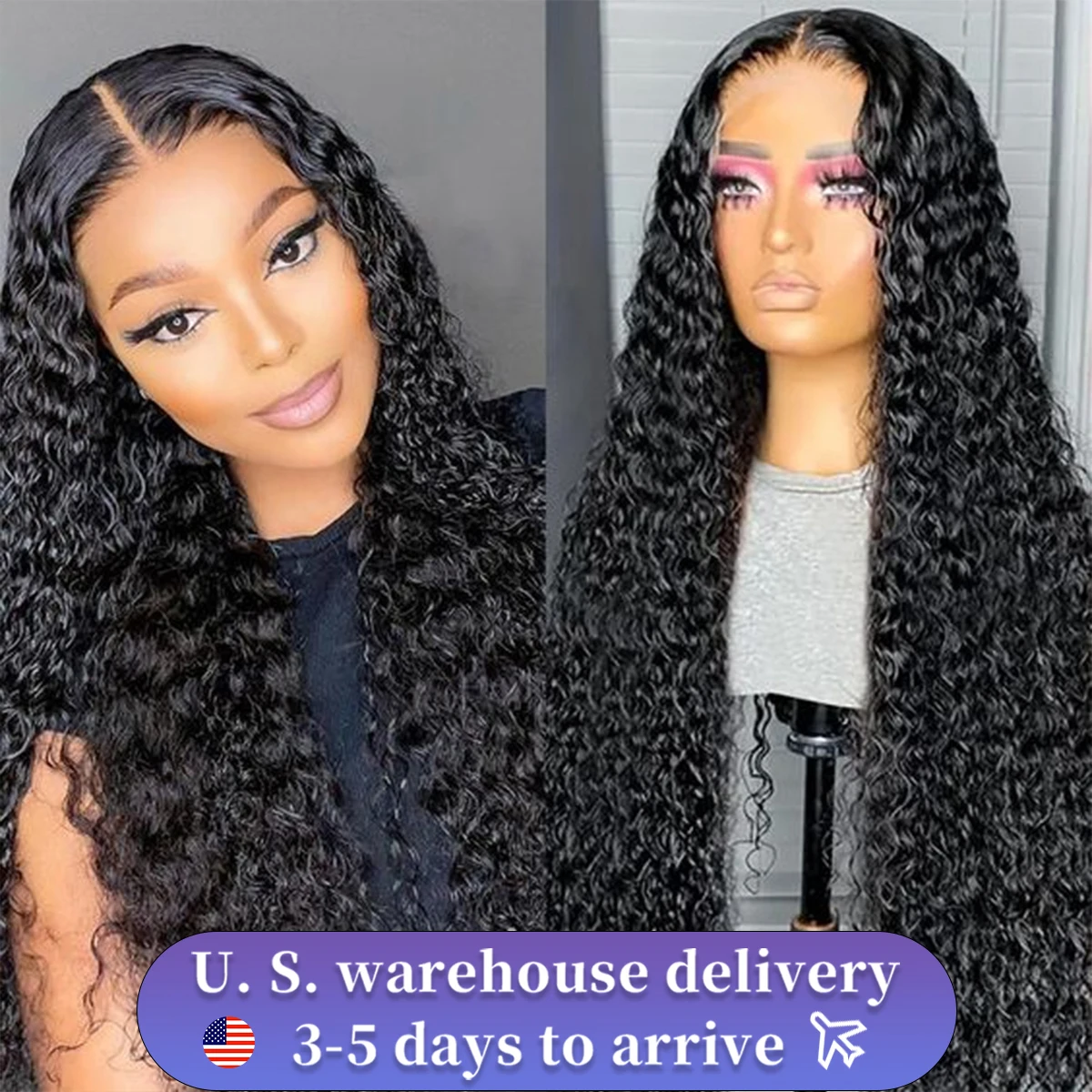 Deep wave 13x6 HD Transparent Lace Frontal Human Hair Wig Curly 30 40 Inch 13x4 Lace Front Wigs 200 Density PrePlucked For Women