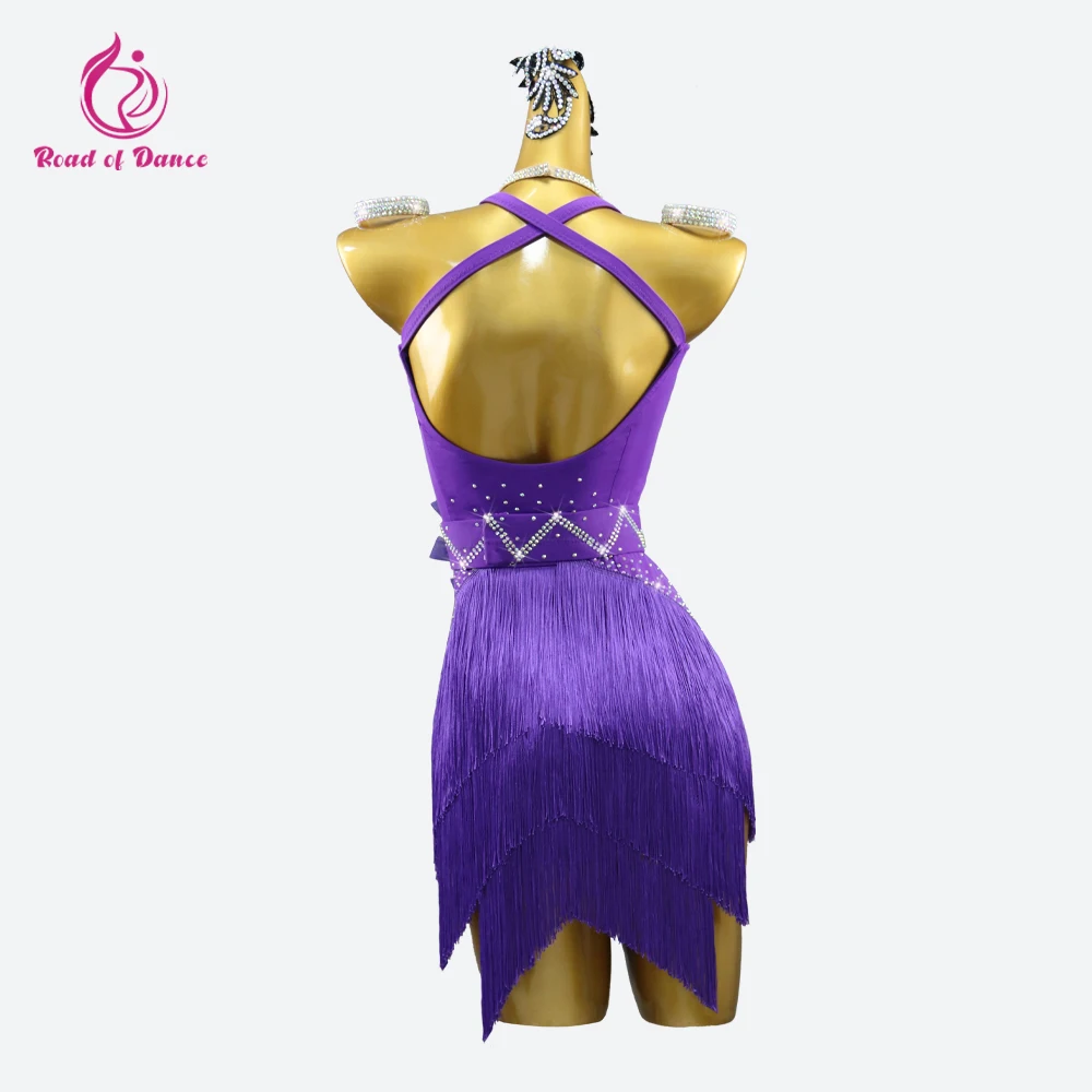 

New Latin Dance Dress Kids Dancewear Skirt Sexy Womens Prom Clothes Party Sport Suit Girl Fringe Costume Elegant Evening Outfits