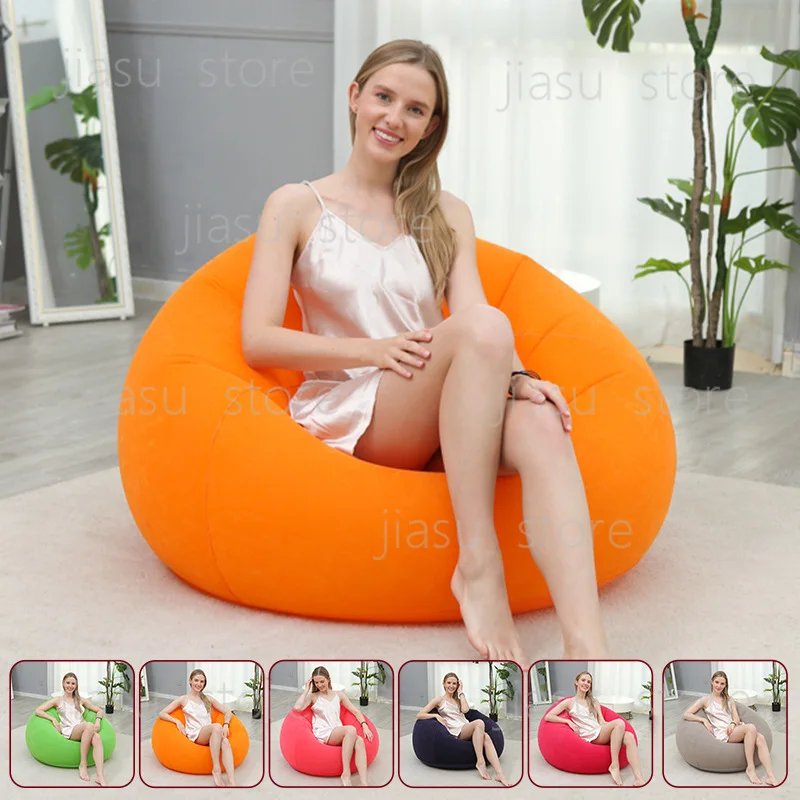 

Foldable Flocking Inflatable Sofa Single PVC Ball Shaped Lounge Chair for Outdoor Leisure