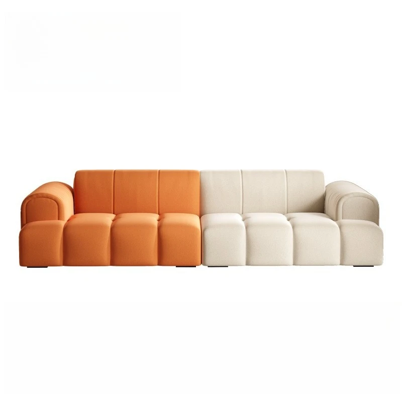 

Nordic French cream style piano keys sofa straight row living room