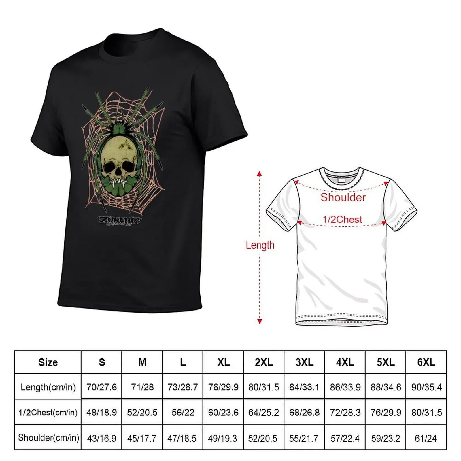 Pushead-T-shirt Zorlac Sateboards pour hommes, Spider Skull, Streetwear noir, T-shirt surdimensionné, Vêtements de créateurs