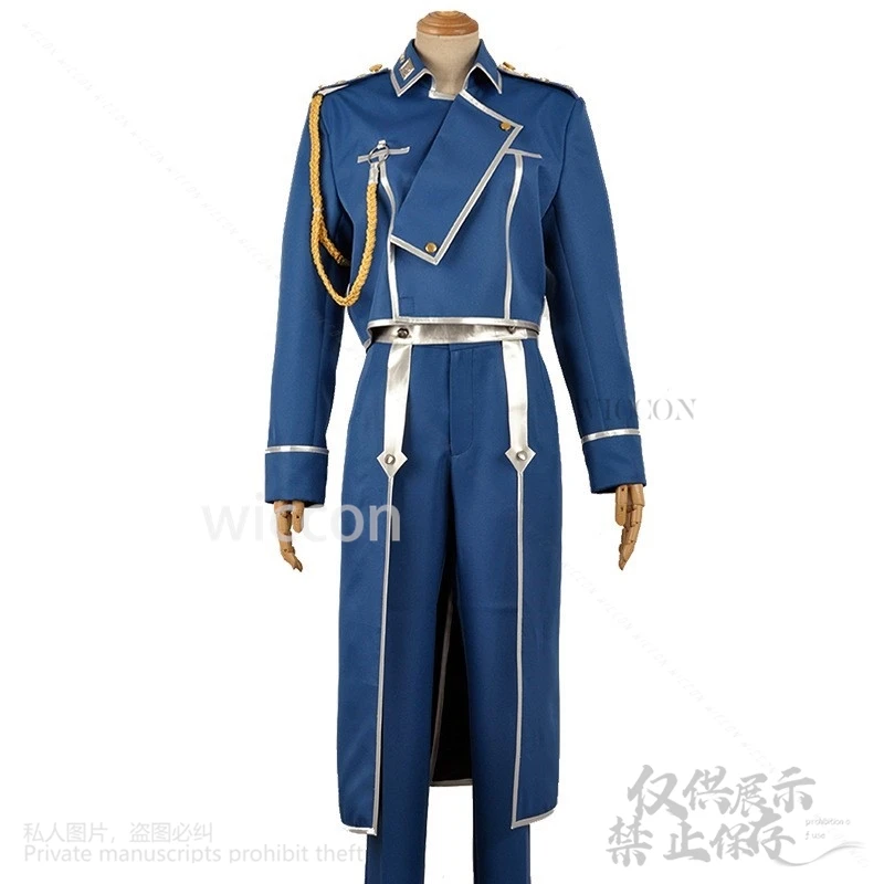 Anime Anime Alchemistt Roy Mustang Costume Military Uniform Suit Coat Pants Fullmetall Wigs For Man Halloween Party Customized