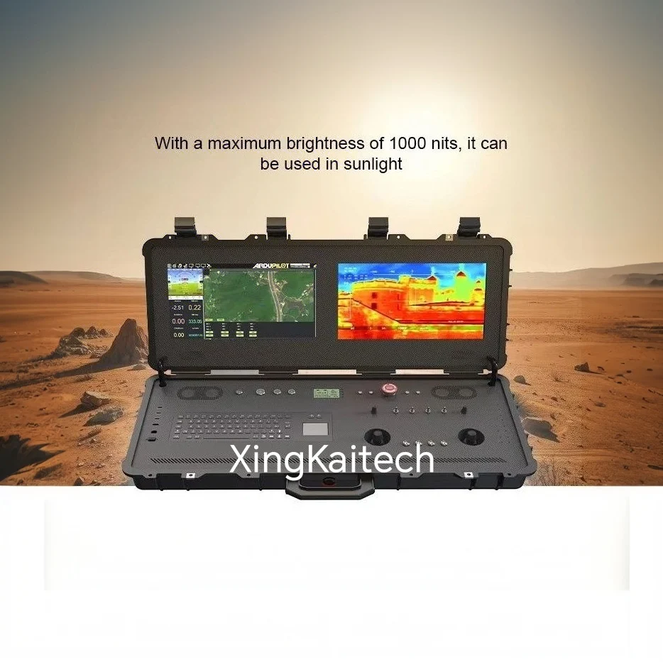 원격 무선 링크 지상 제어소 GCS 듀얼 스크린 원격 제어 광대역 통신 산업용 등급 내구성