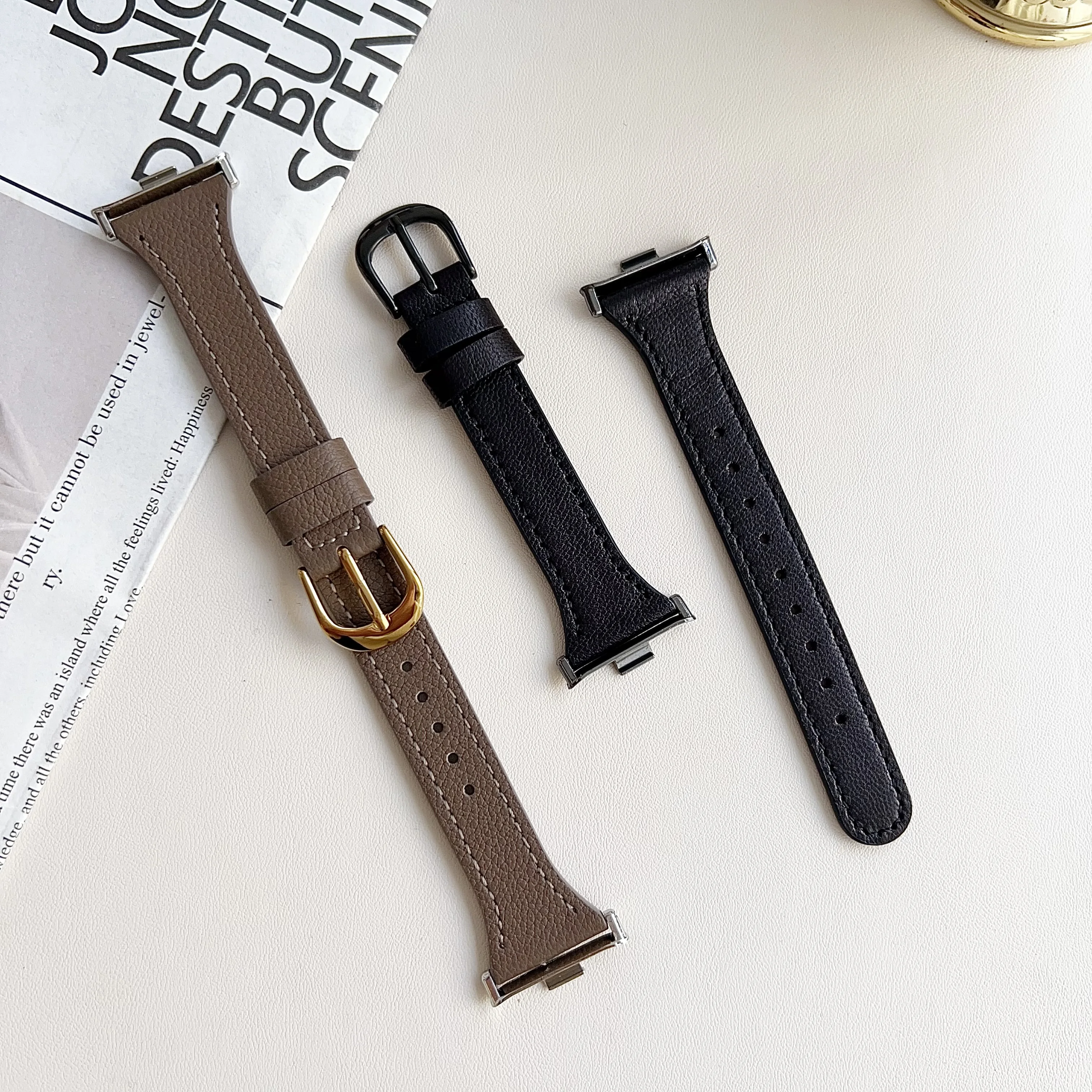 Pulseira de couro ferradura, Pulseira para relógio Redmi 4, Xiaomi Band8 Pro