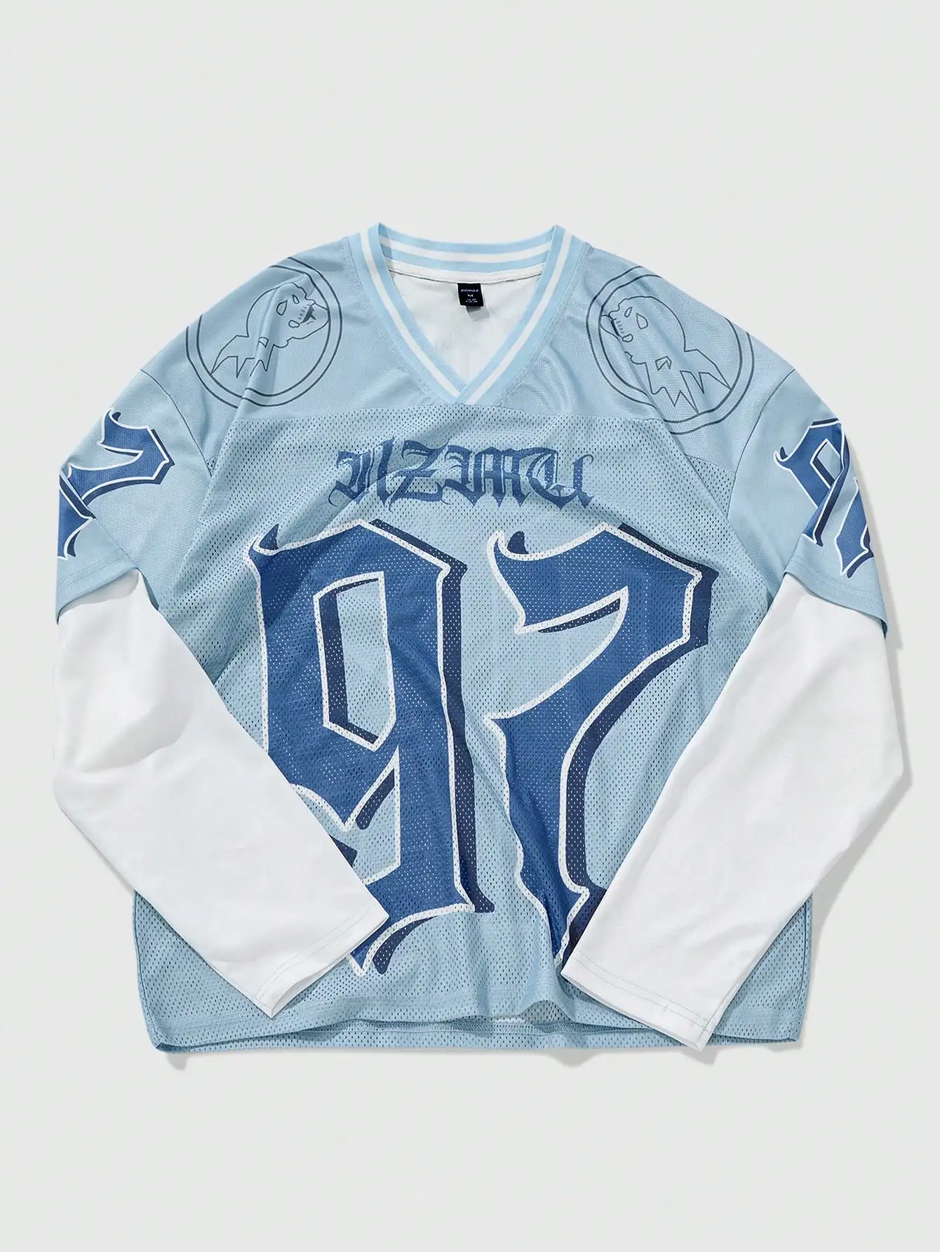 

Мужская футболка с V-образным вырезом, длинными рукавами и графическим принтом, с ярким принтом цифр, повседневный осенний стиль