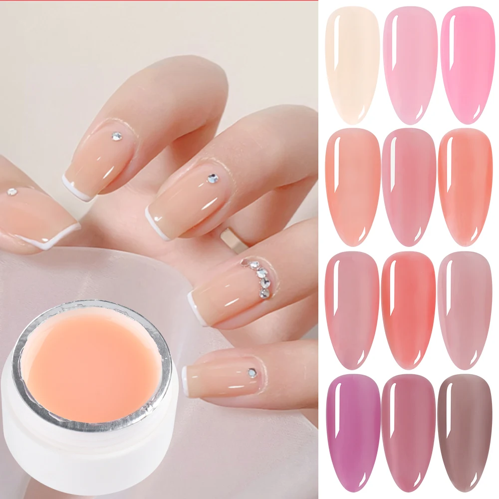 6Ml โปร่งใสวุ้นเจลภาษาโปลิชคำฤดูร้อนเจลโปร่งแสงภาษาโปลิชคำ Nude สีชมพูกึ่งถาวรเคลือบเงาคริสตัล Nail Art Top Coat GL1777