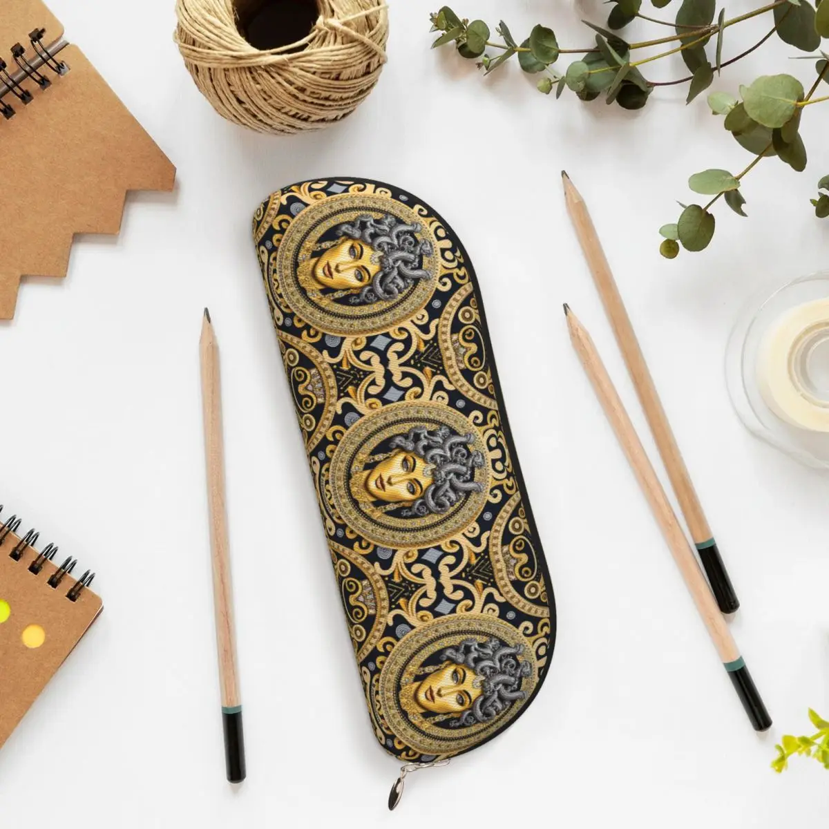 Antica Grecia Medusa Gorgon Astucci stile vintage Portapenne Forniture per cancelleria Astuccio per penne di grande capacità Astuccio per matite