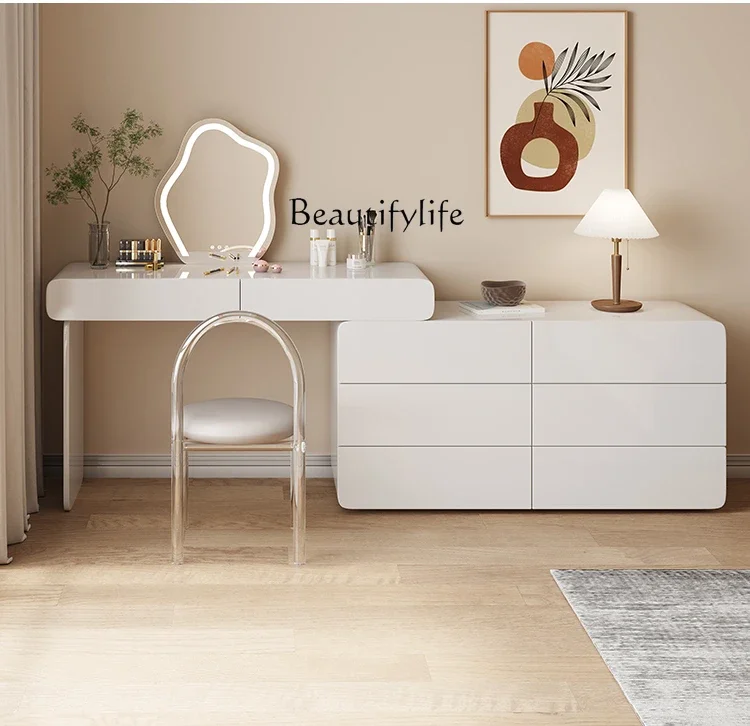 

LJYCream wind storage cabinet modern simple bedroom bedside dressing table