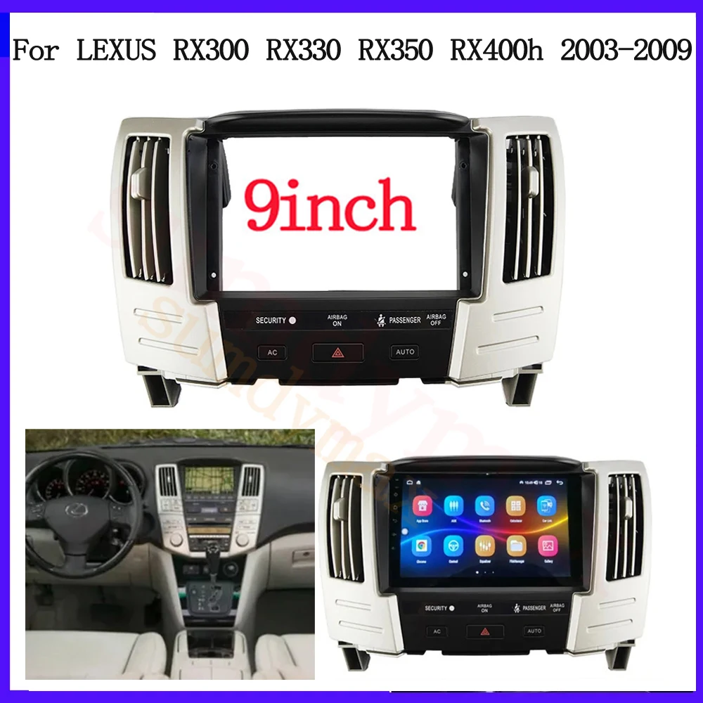 

9inch Car Interior Front Dash Center DVD Frame Audio Adaptor Dash Trim For Lexus RX RX300 RX330 RX350 RX400 Toyota Harrier 2003-