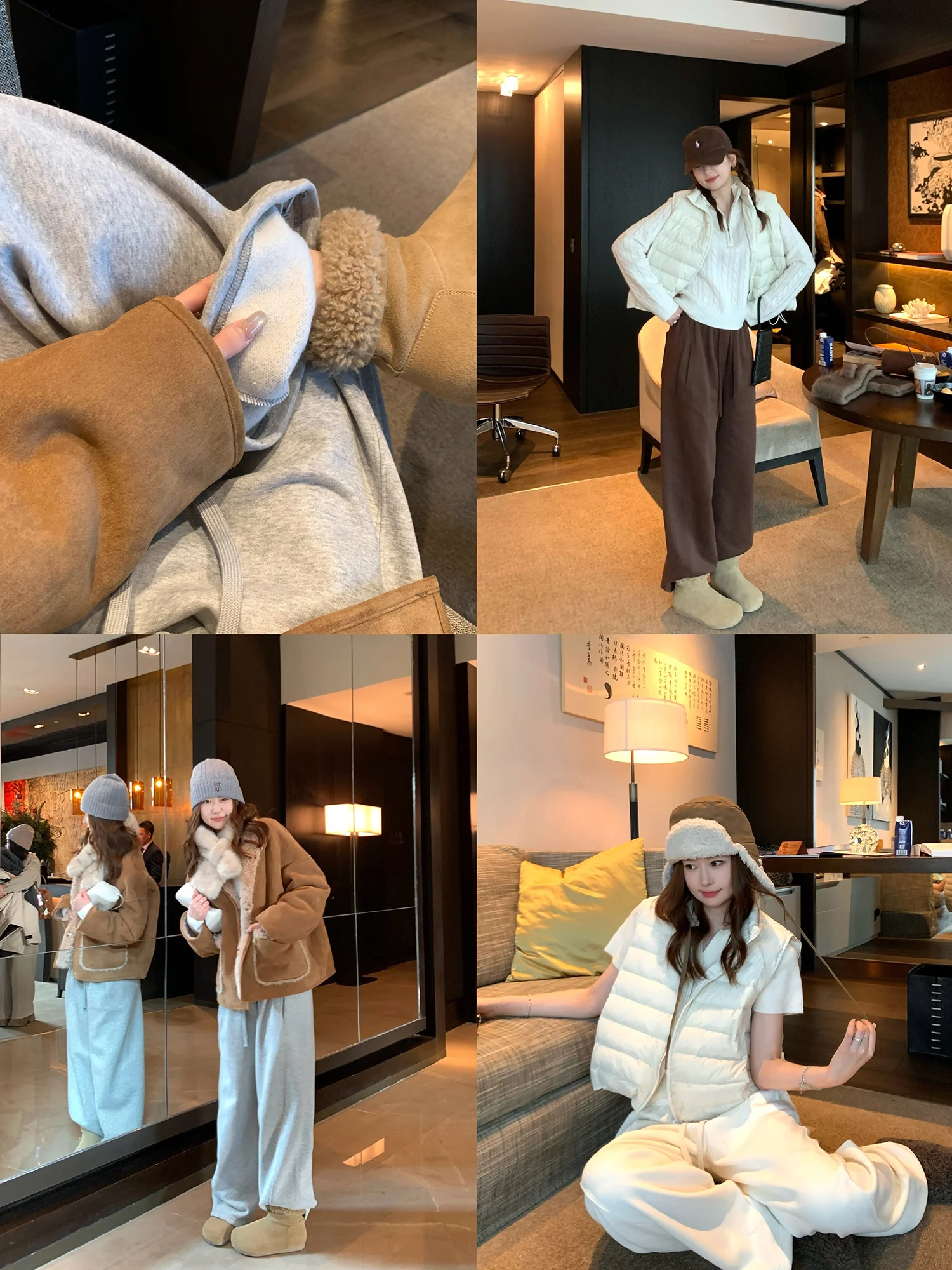 

High Waist Fleece Lined Sweatpants Women's Winter Casual Wide Leg Floor Length Loose Fit Trousers Comfortable High Waist Pants