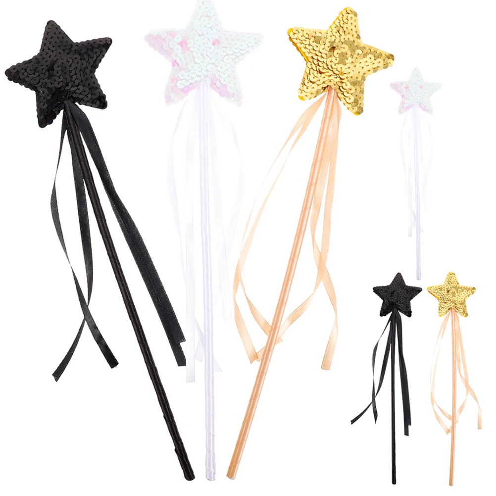 6Pcs Star Shape Fairy Wand Bright Decorative Fairy Sticks for Kids Party Favor Children Halloween Props Glitter Wands for Girls