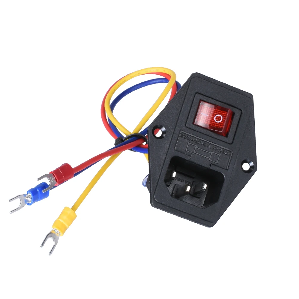 15A 220V/110V Rocker Switch AC Power Socket Plug Connector, Universal Durable Repair Replacement Spare Parts for 3D Printer