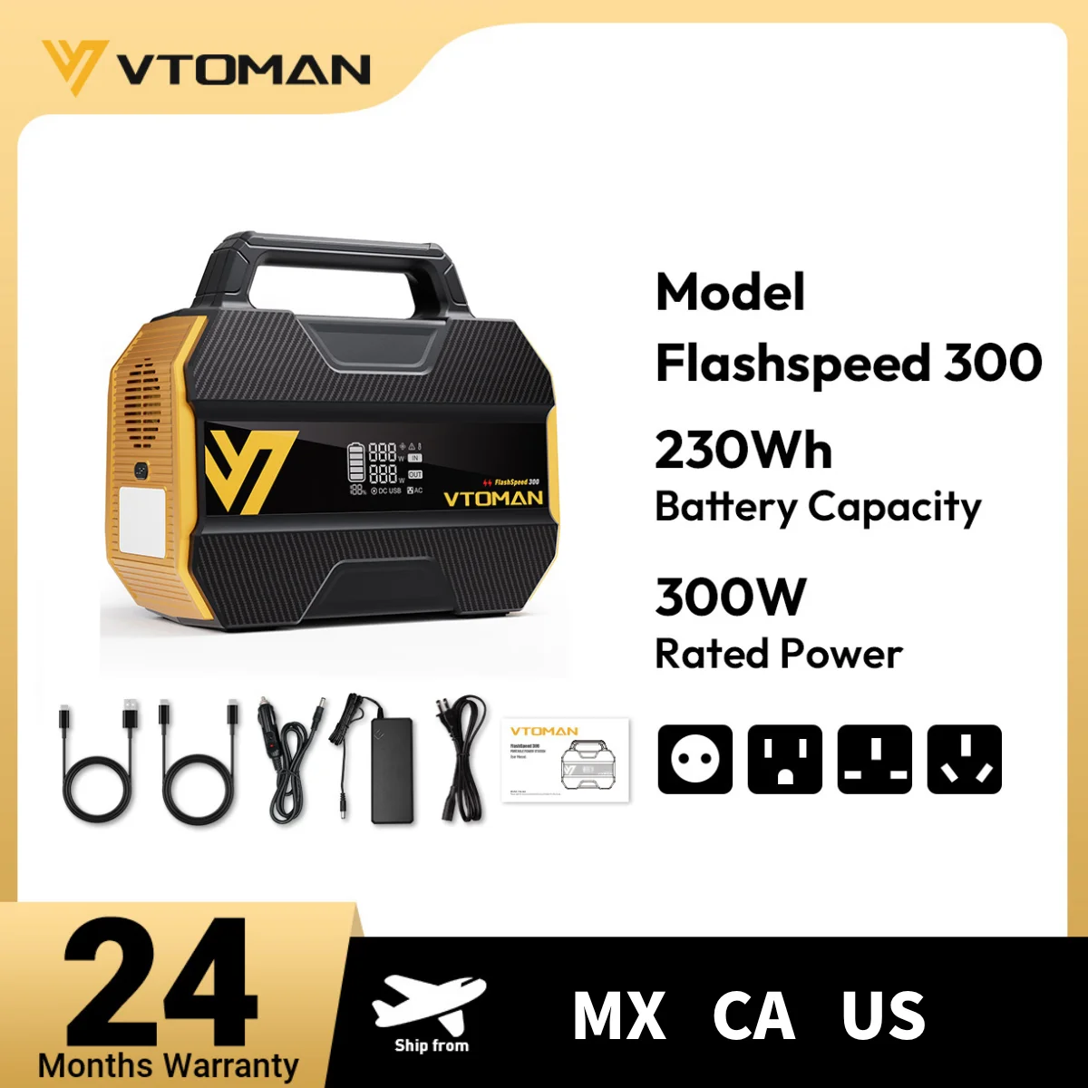 

VTOMAN FlashSpeed 300 Power Station 70000mAh LiFeP04 Battery For Outdoor Camping Tent Travel Home Energy Power 110V
