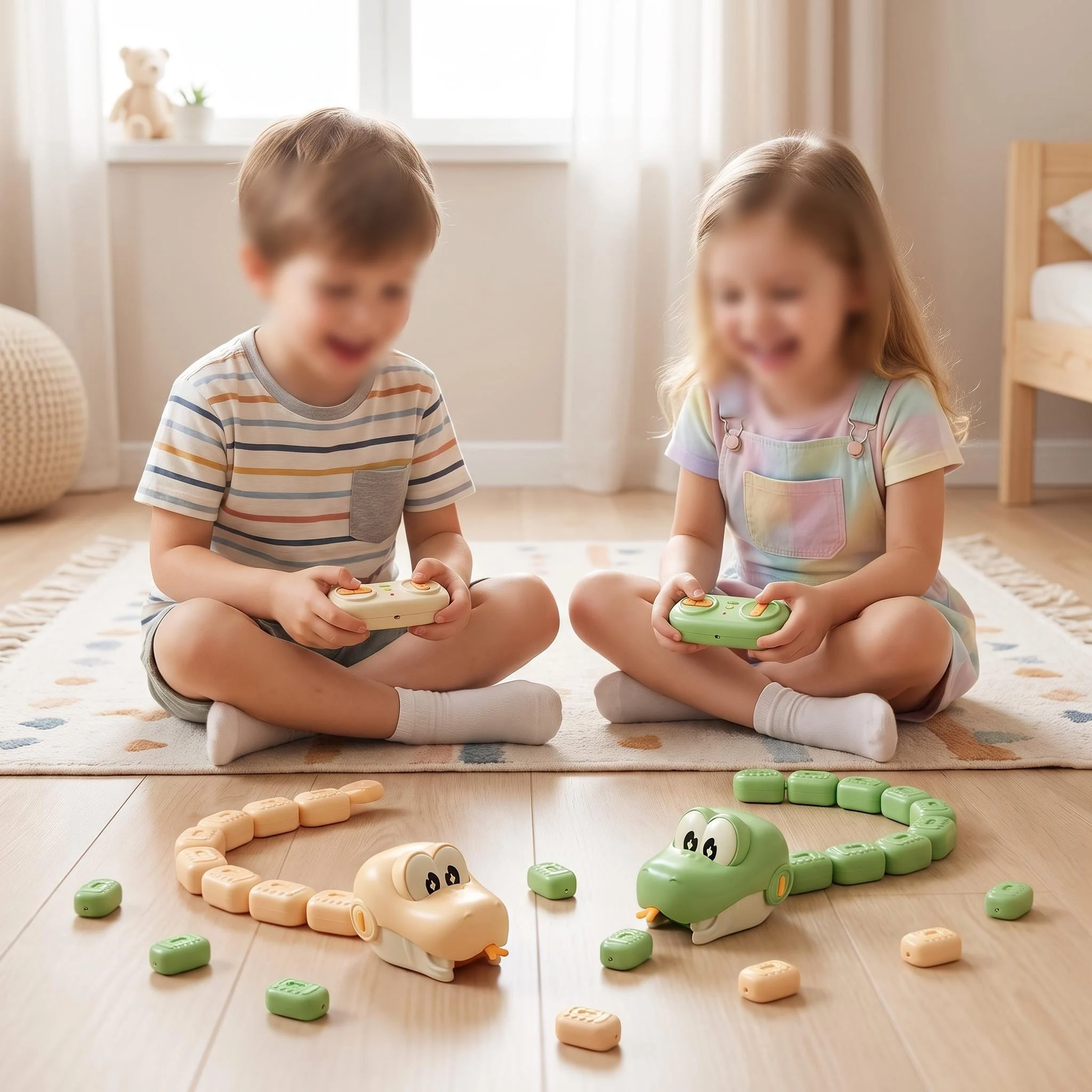 インタラクティブなヘビゲームおもちゃ、リモコン操作の磁気ブロックヘビ、ブロックを食べると長く伸びる、楽しくて学ぶ価値のあるおもちゃ