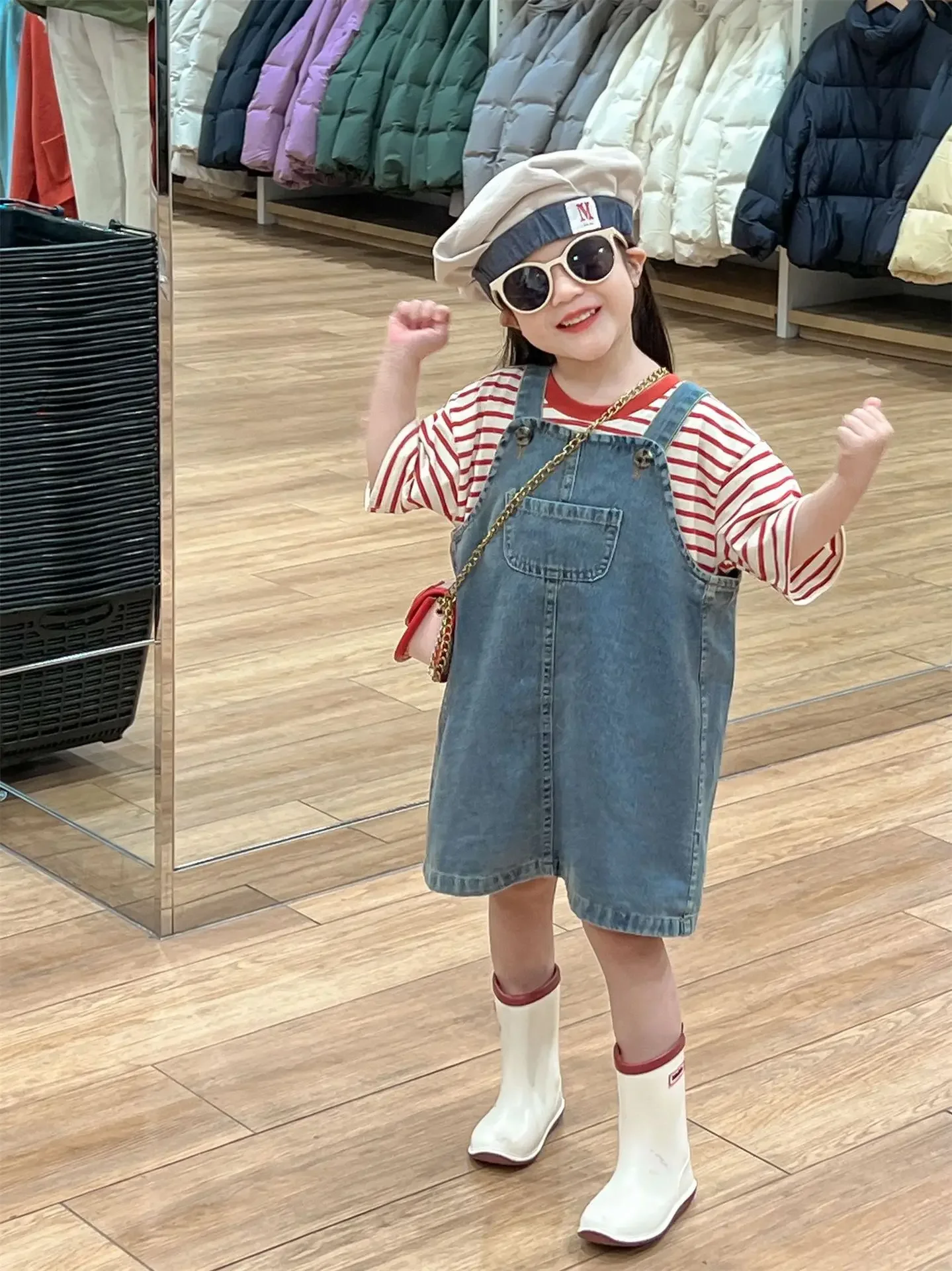 Children Skirt Wear 2024 Summer Korean Style Girls Sweet and Cool Cowboy Suspenders Skirt Fashion Sundress A-line Denim Skirt