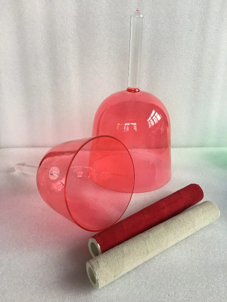Star Linkup Two-Pack Handheld Red Quartz Resonance Bowls, 5th Octave High C for Upper Crown Chakra & 4th Octave C for Root Chakra, Ergonomic Handle Design for Convenient Sound Healing Work