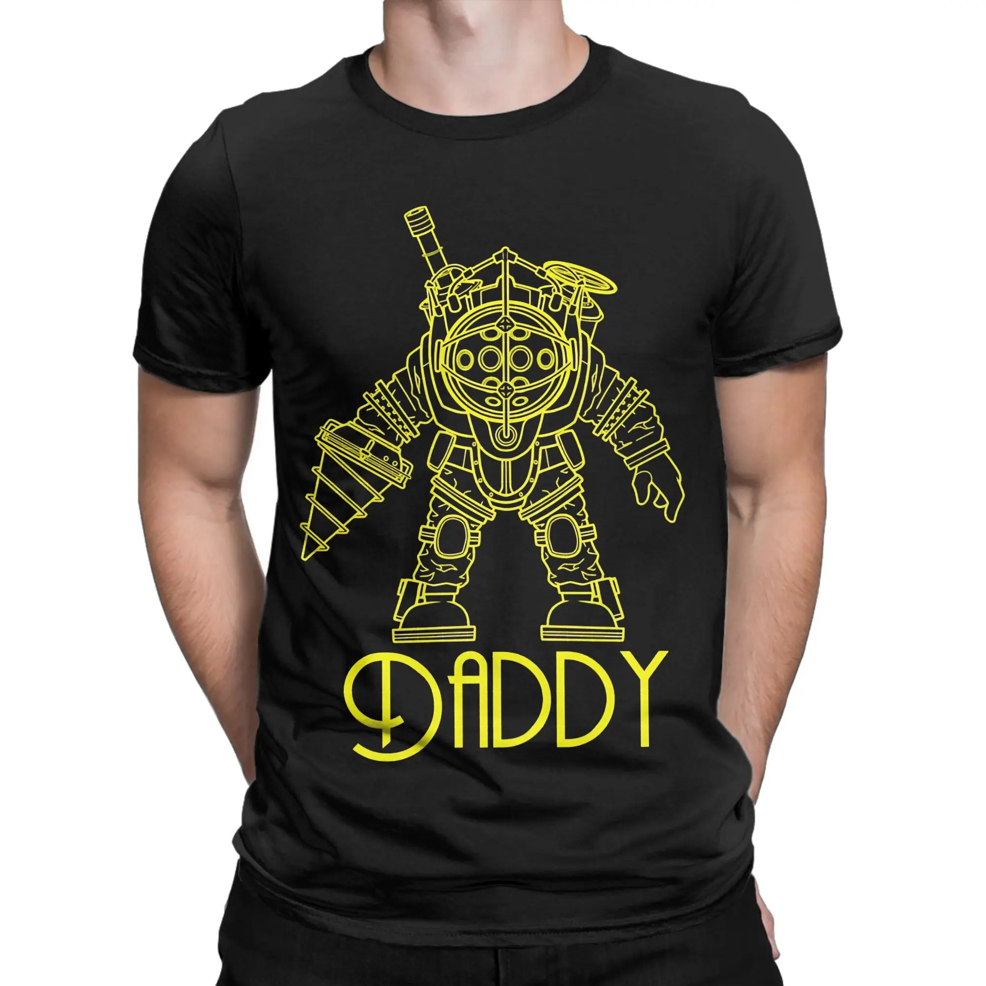 Large Protector Funny 100% Cotton T-Shirt bBioShock Tees Tops For Men