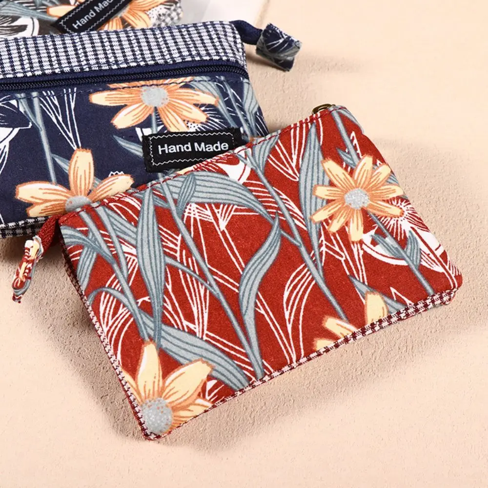 Monedero de tela estampada a la moda, bolso de estilo étnico con doble cremallera, monedero para mujeres y niñas