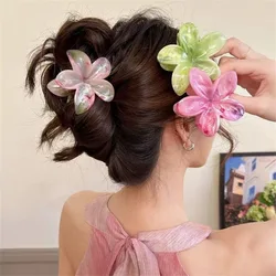 Korean Style Dopamine Flower Hair Clip Women's Summer Plumeria Rubra New Back Head Half Tie Hair Clip Hair Volume Less Headdress