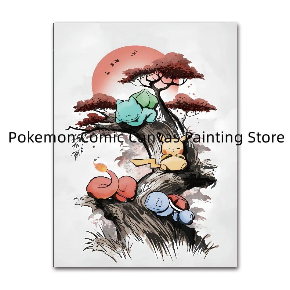 Pokémon classic cartoon anime elves retro high-definition pictures modern room home decoration paintings Pikachu Charmander