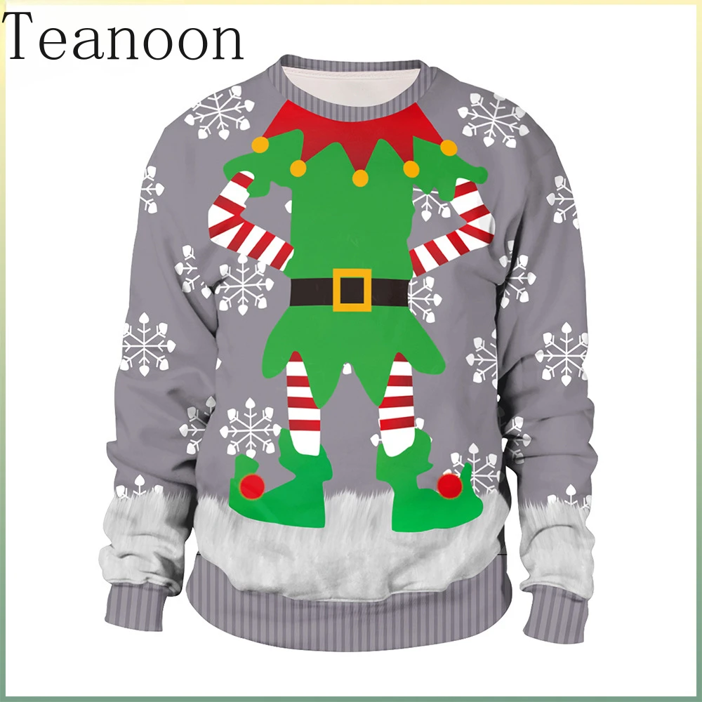 Teanoon Ugly Christmas Sweater Christian Mens Christmas Sweater Xmas Winter Holiday Crewneck Sweatshirt Santa Claus Sweatshirt