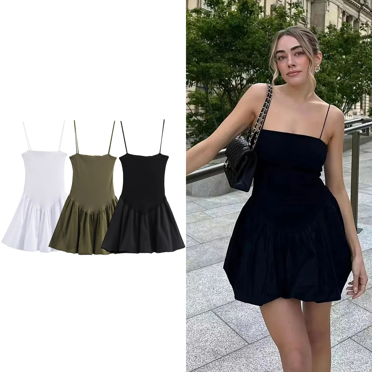 Women Solid Mini Dress Cami Ball Gown Dresses Slash Neck Sleeveless Summer Female Fashion Casual Dress Vestidos