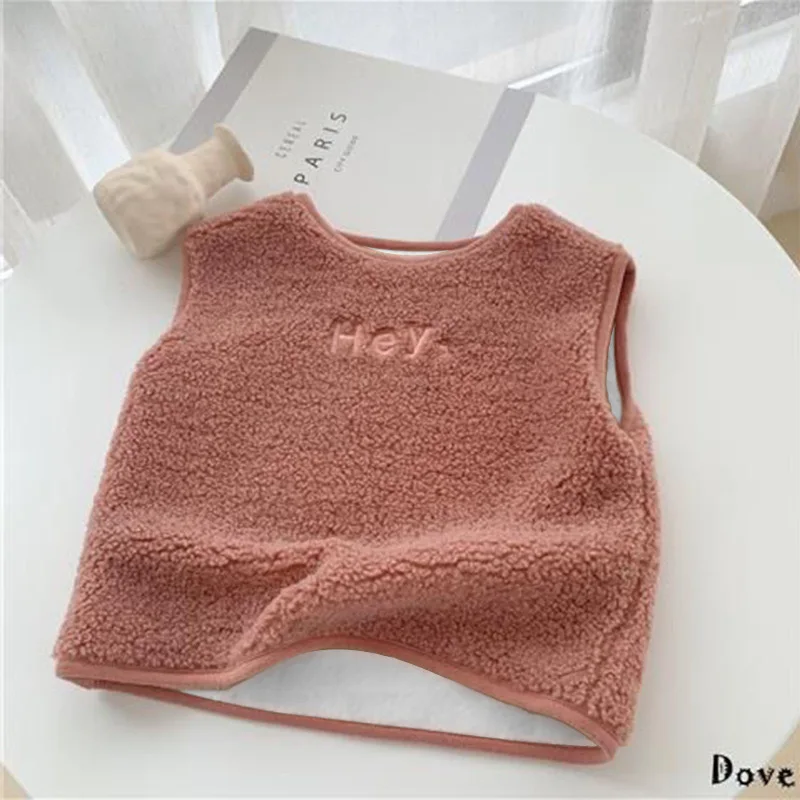 1pcs Autumn Winter Outer Wear for Boys and Girls Children's Velvet Vest Baby Fashionable Waistcoat Kid's Tops Simple Style