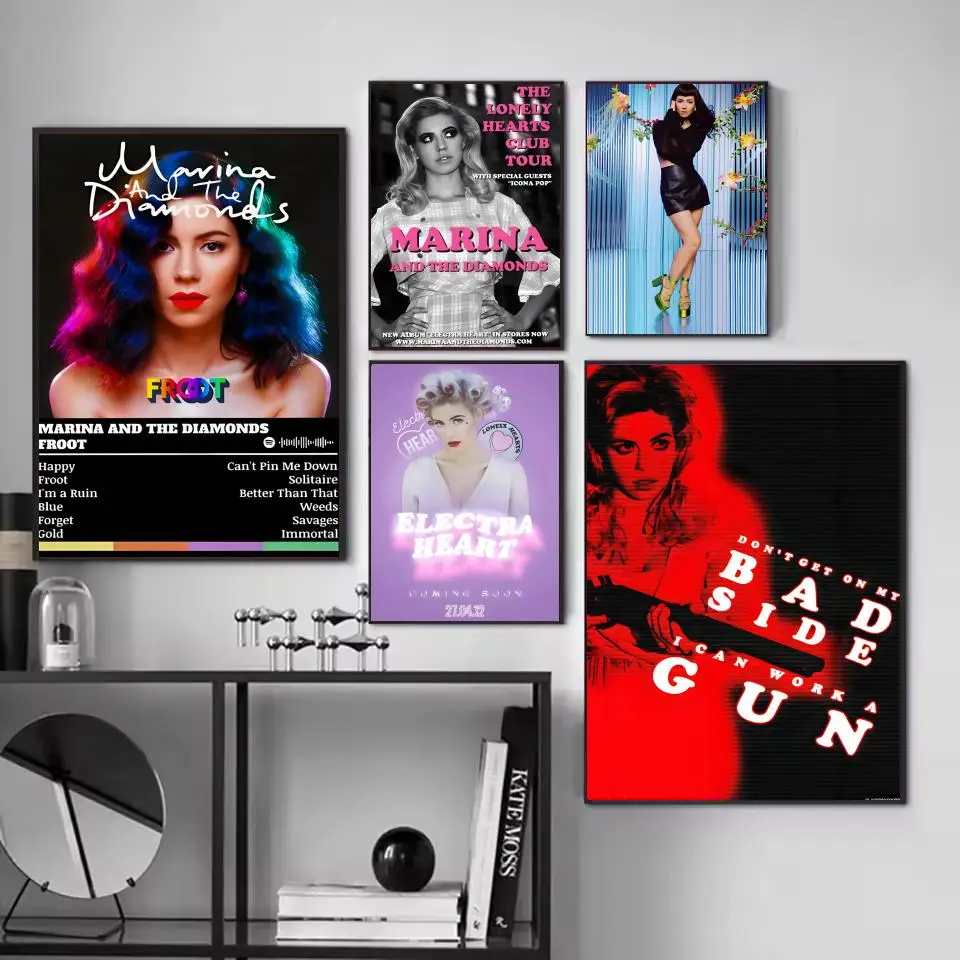 Marina and the diamonds Music Album Poster HD Self Adhesive Waterproof Wall Art Ideal for Home Office Dorm Bedroom Great Gift