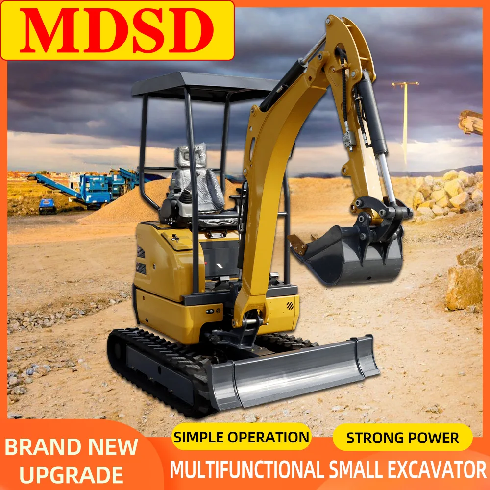 Miniexcavadora hidráulica pequeña de 1,5 toneladas, excavadoras domésticas para trabajos agrícolas y trabajos de construcción, China personalizada