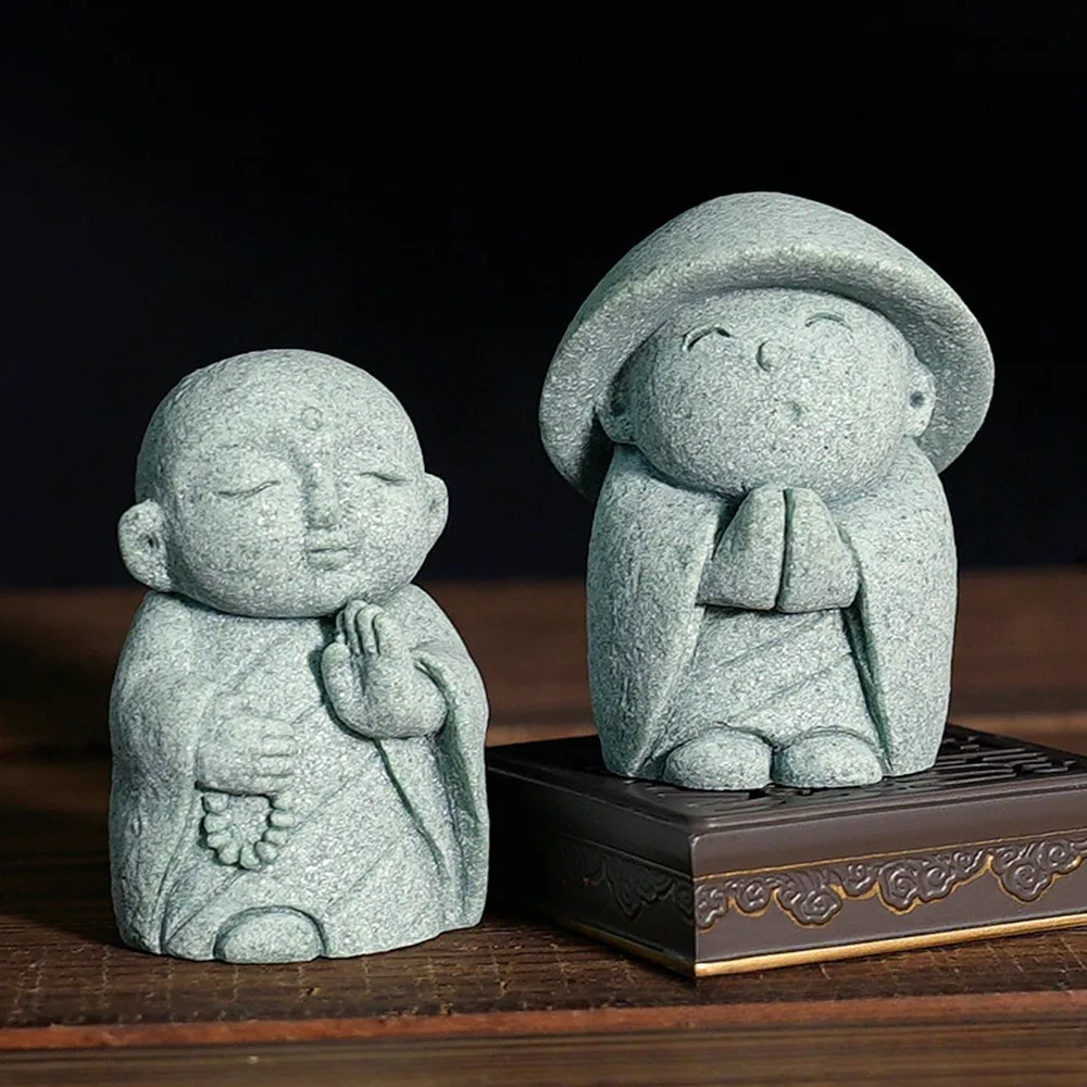 Japanse Boeddha Beeldje Geluk Feng Shui Bidden Monnik Standbeeld Miniatuur Ornament voor Aquarium Aquarium Huis Tuin Decor
