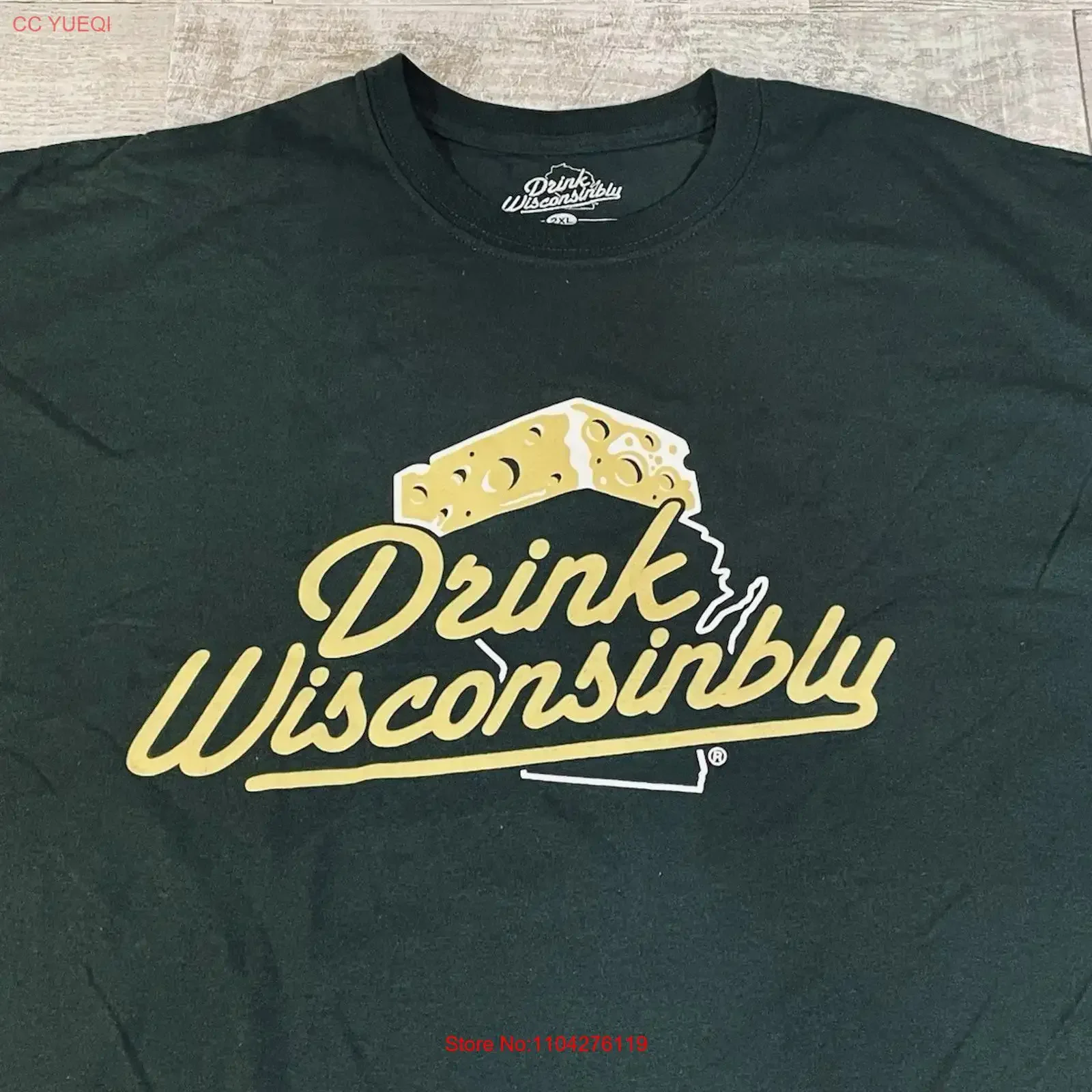 Drink Wisconsinbly Men s 2XL Green T Shirt Beer Cheese Head Packers Excellent vintage Washed Breathable fashion Comfortable
