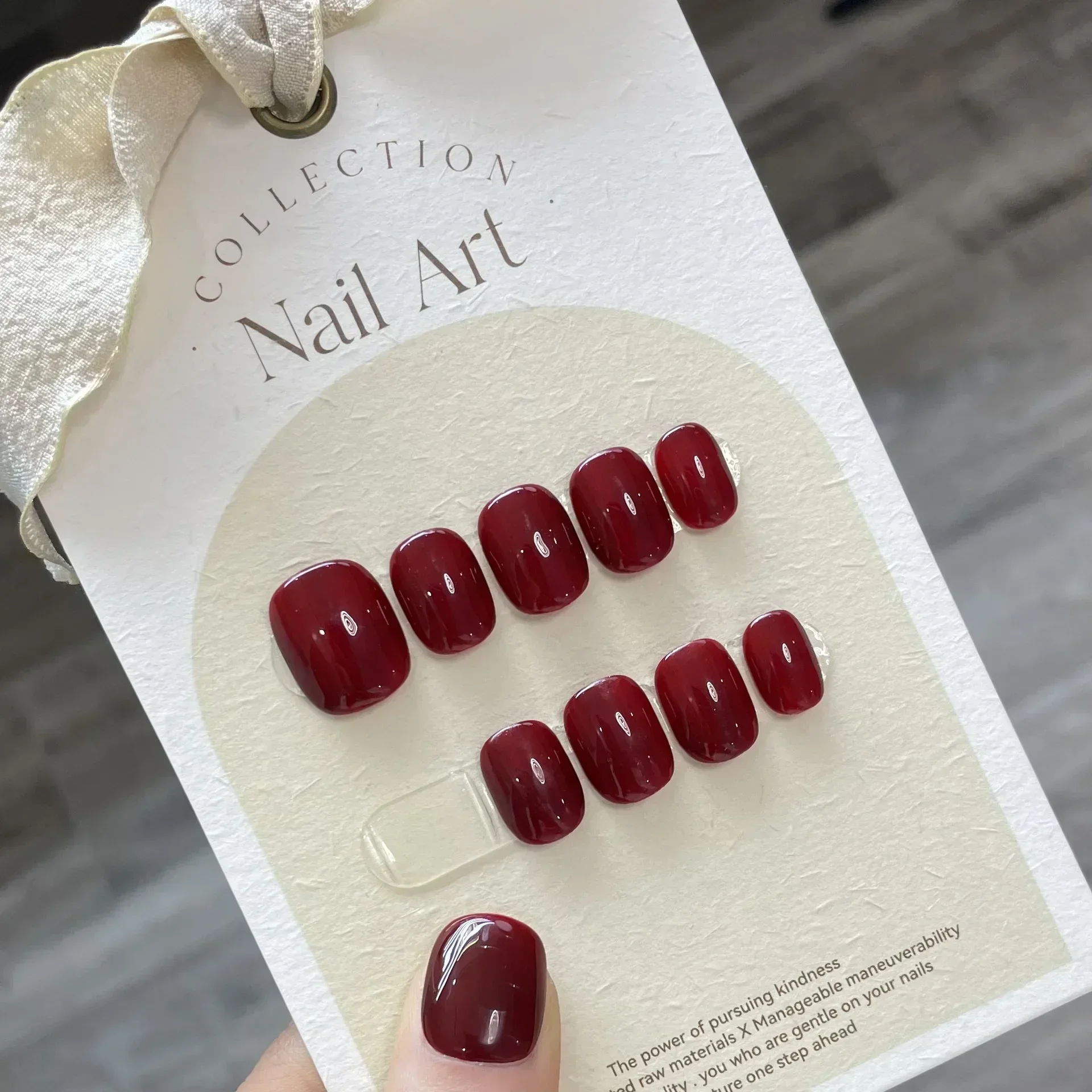 

10Pcs Pure Color Handmade Short False Nail with Glue Press On Nails Full Cover French Round Head Manicure Wearable Nail Tips Art