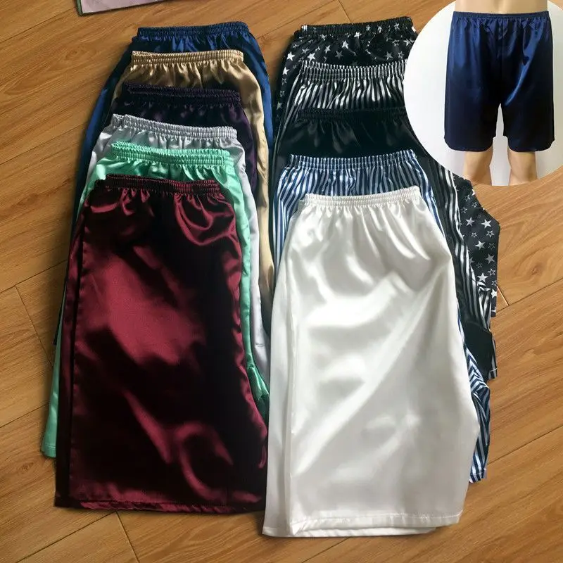 Summer Satin Glossy Women Men\'s Ice Silk Shorts Plus Size Casual Sleeping Shorts Bottoms