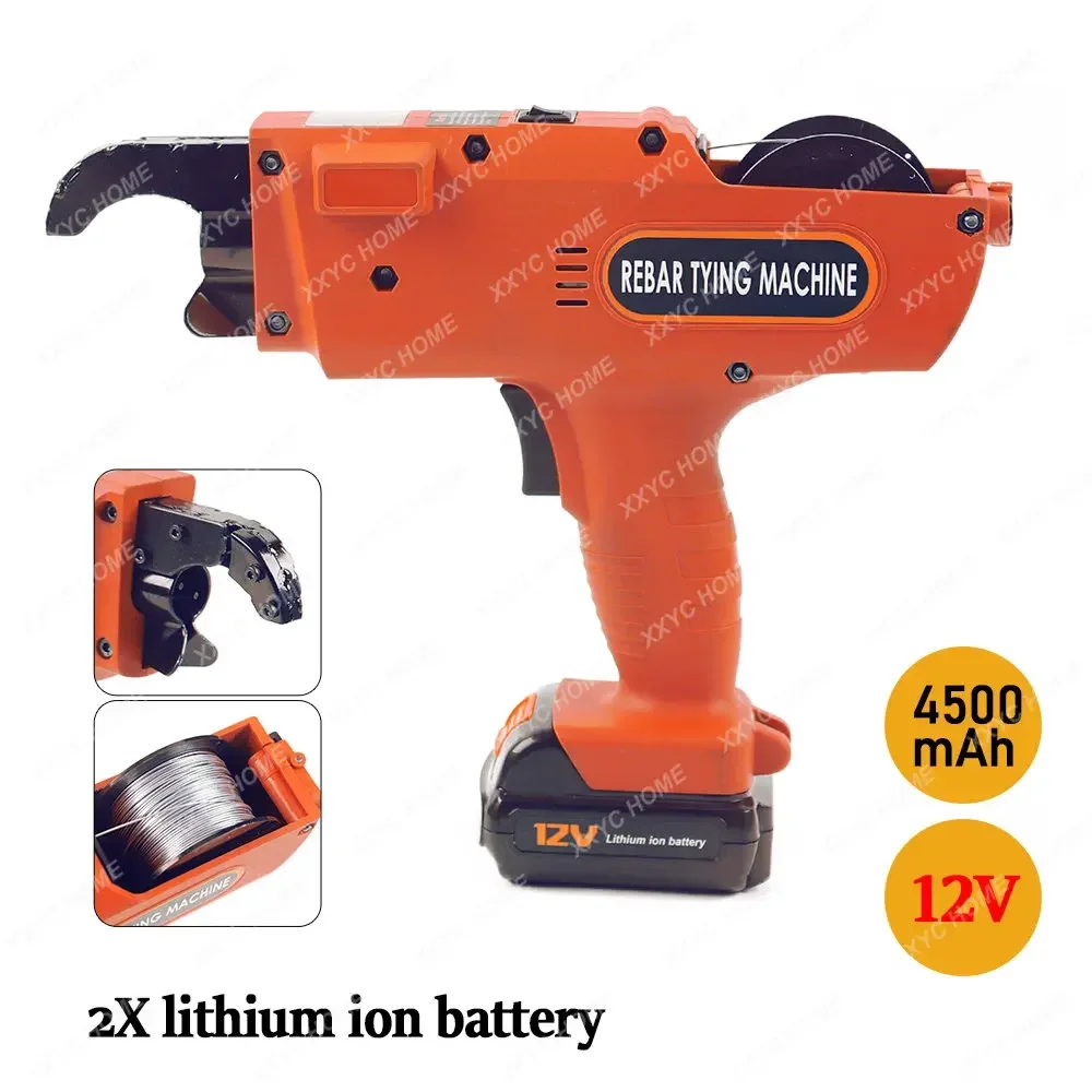 8-34mm Automatic Rebar Tier Tying Machine Handheld Strapping Binding Tool 2 Battery Portable 12V