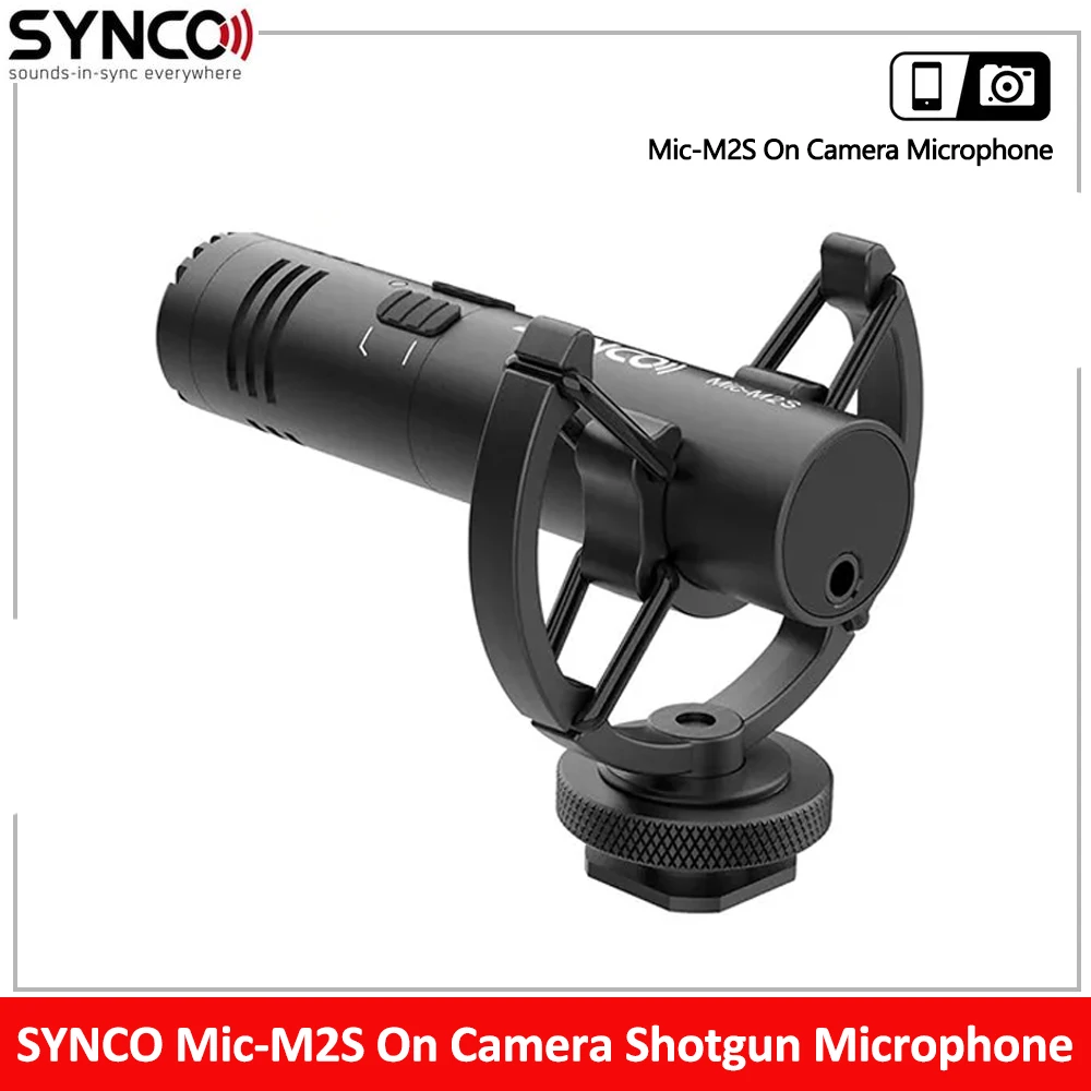 Synco M2S On Camera Shotgun Microphone Portable Professional Studio Video Mic for Camera Smartphone Computer Audio Recording