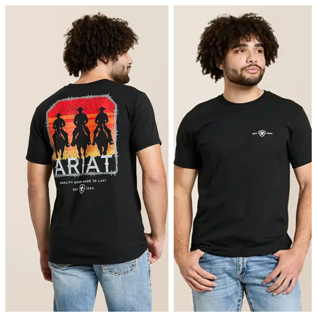 Camiseta Deportiva Ecuestre Vaquera Ariat Sundown Ramblers, 100% Algodón, Diseño Gráfico, para Hombre y Mujer, Ropa de Calle de Verano