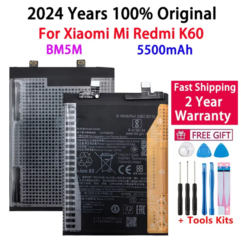 

BM5M 5500mAh Battery For Xiaomi Mi, Redmi K60 Phone Replacement Batteries,100% Original,High Quality,Fast Shipping