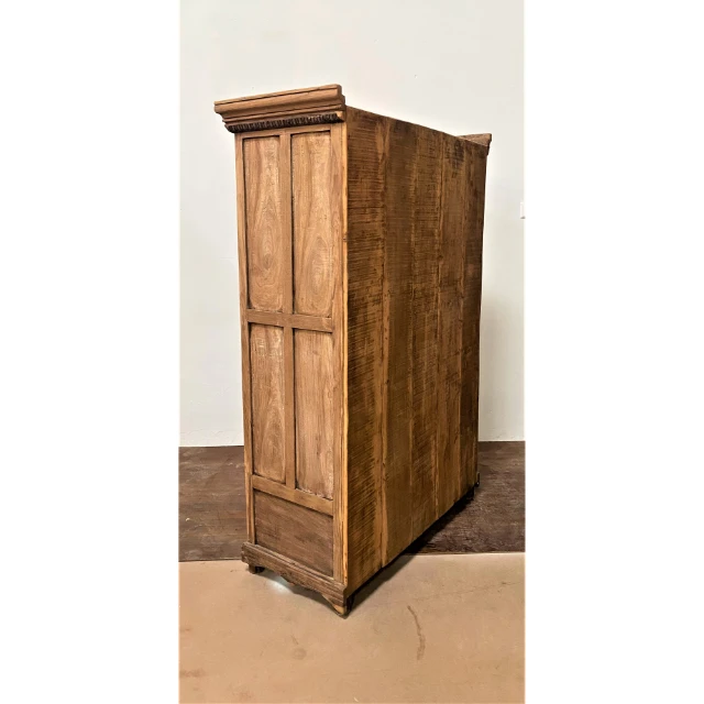 خزانة ملابس بباب مزدوج من الخشب الصلب وأثاث باب زجاجي عتيق