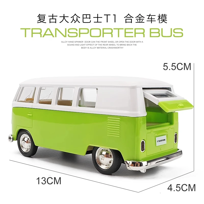 1:36 Volkswagen T1 Bus Miniature  Car VW Toys Alloy Diecasts Diecasts Scale Metal Collection Car Model Vehicles Kids Toy Car X23