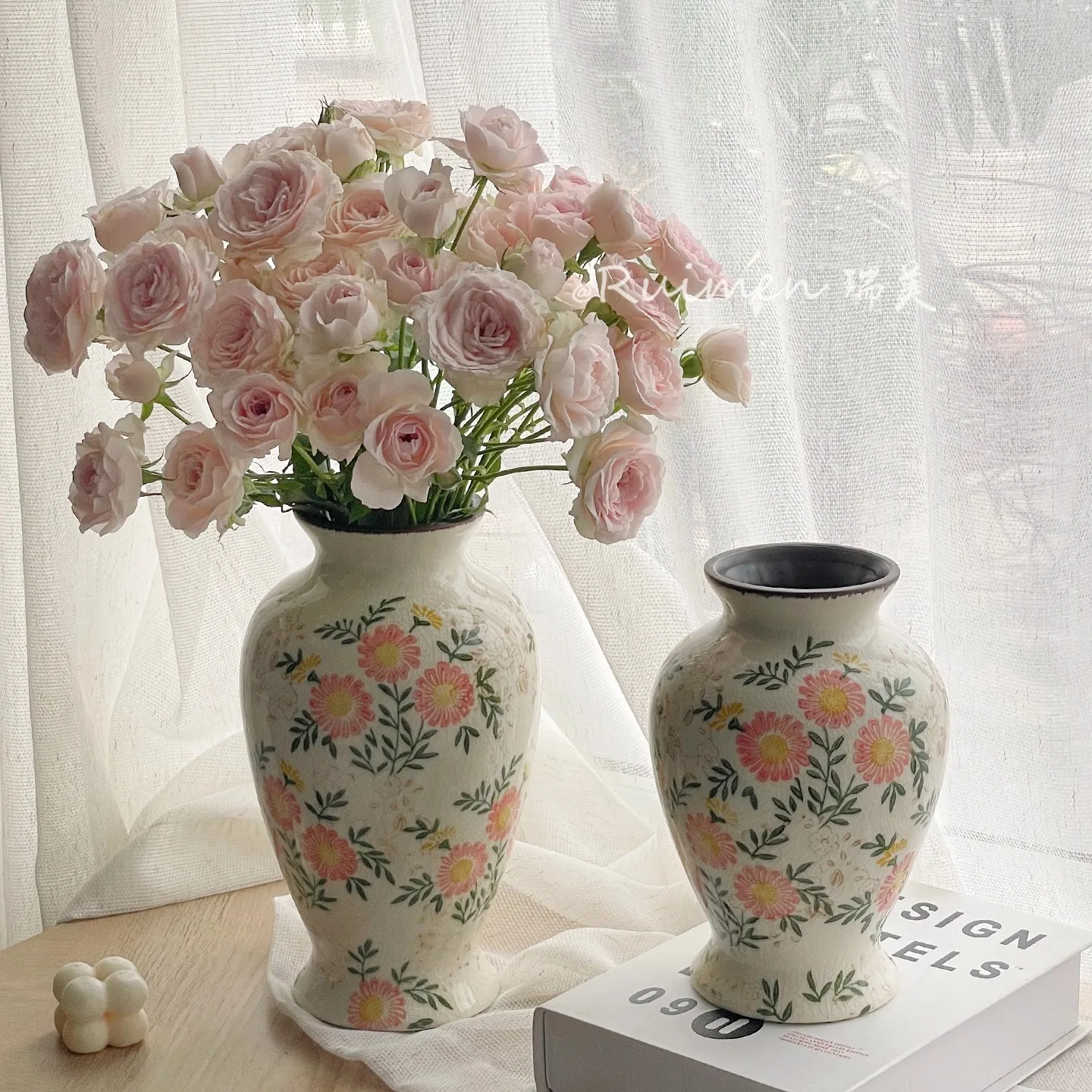 

Rural style retro ceramic vase, hydroponic flower arrangement, living room dining table, hotel decoration, floral ware, artistic