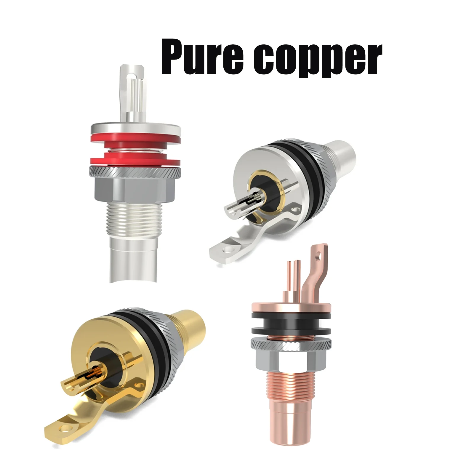 Monosaudio C404 Pure Copper RCA Socket Speaker Sock Terminals Gold/Rhodium Plated Copper RCA Audio Jack Hifi Adapter Plug