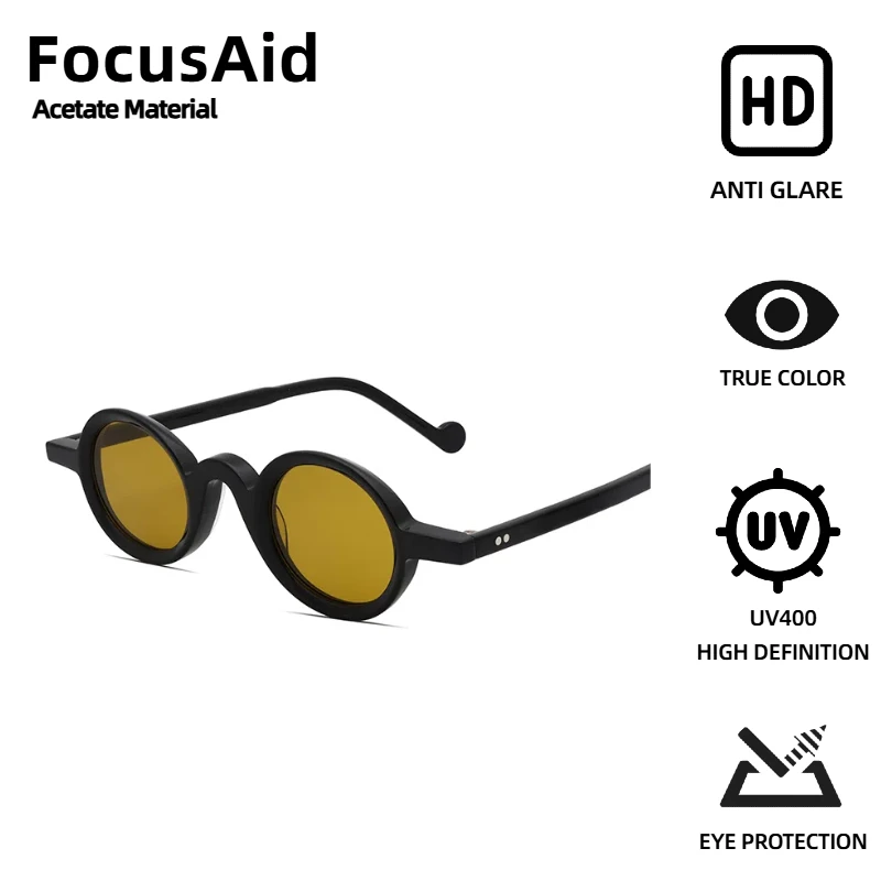 

FocusAid Retro Punk UV400 Sunglasses Women Men Small Frame Oval Acetate Sunglasses Premium Brand Designer Design Oculos De Sol