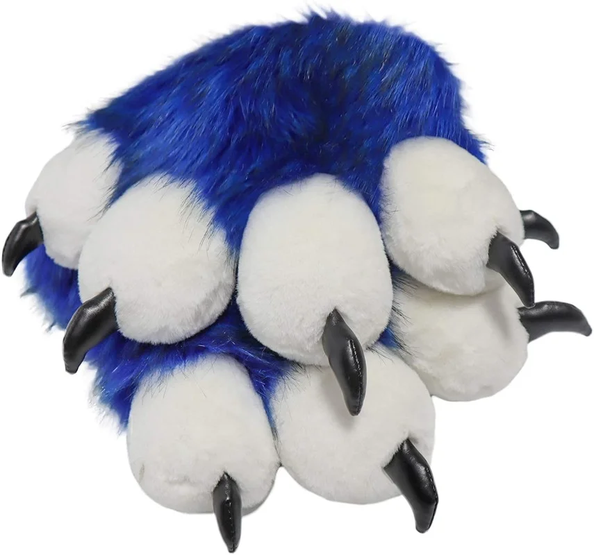 Royal Blue Fluffy Paws Gloves Costume Lion Bear Props Children Adult Activity Performance and Cosplay Costume