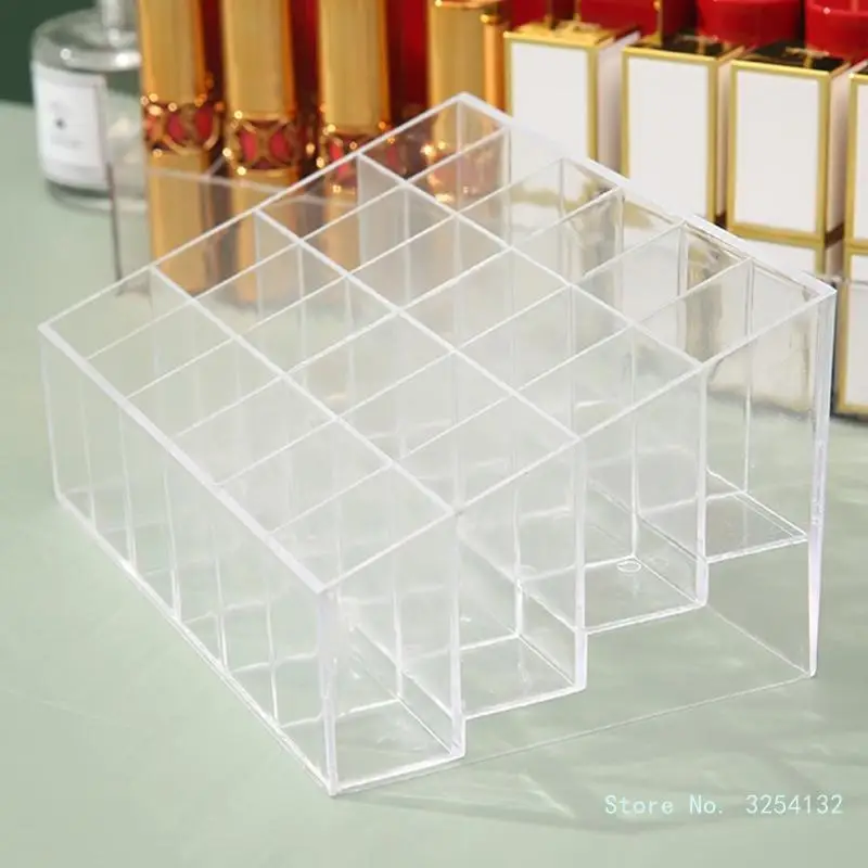 Practical Plastic Transparent Makeup Collection Display Lipstick Stand Rack Cosmetic Organizer Holder Box